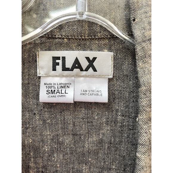 FLAX Oversized Button Down Linen Blazer Jacket Pockets‎ Lagenlook Size Medium - Picture 4 of 13